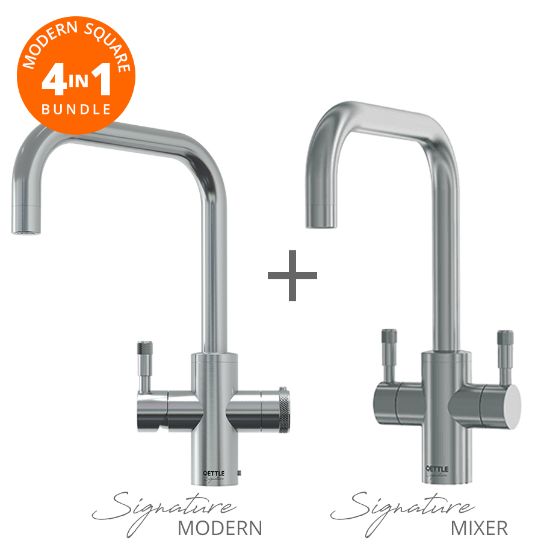 QETTLE Q9464BUN Signature Modern 4L 4 in 1 Square Dual Lever Tap Bundle