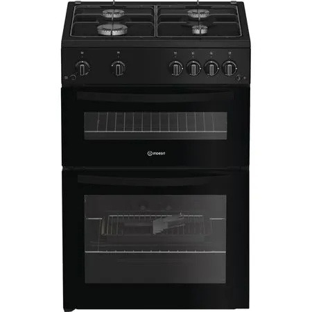 Indesit IDG6GB 60cm Gas Double Cooker - Black
