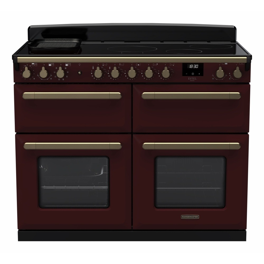 Rangemaster Estel Deluxe ESDLB110EIPBOR/AB1 110cm Induction Range Cooker Bordeaux / Antique Brass