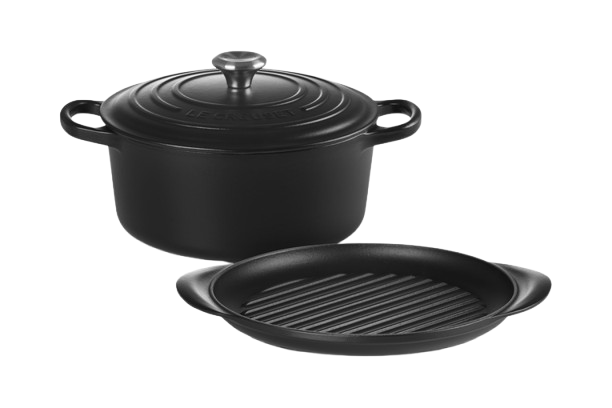 Le Creuset Cast Iron UK000120000 Cast Iron 2 piece Set Satin Black