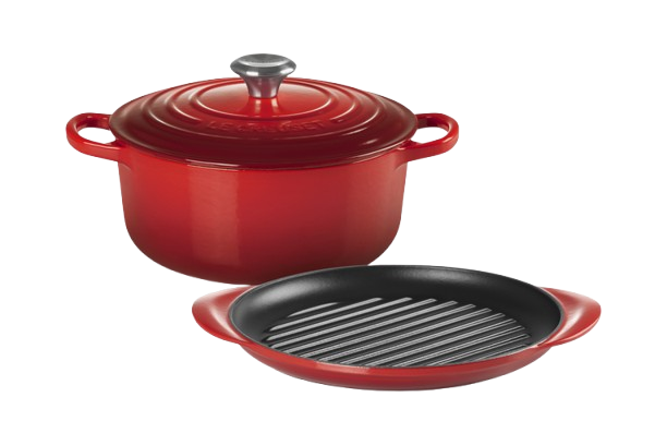 Le Creuset UK000120600 Cast Iron 2 piece Set Cerise