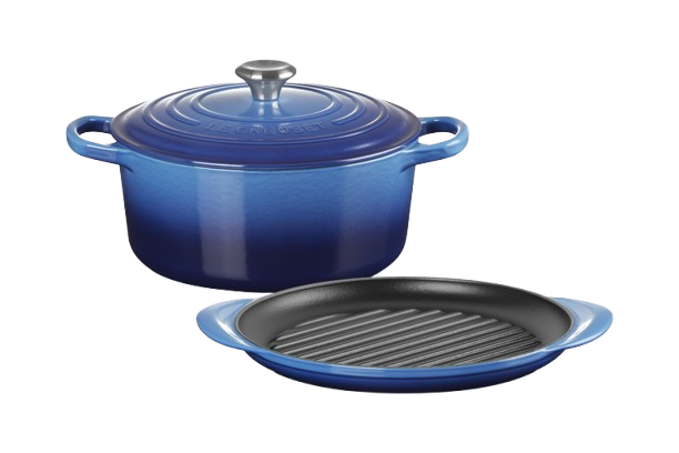 Le Creuset Cast Iron UK000122200 Cast Iron 2 piece Set Azure