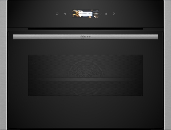 Neff C24MR21N0B Compact 45cm Ovens with Microwave - Black with Steel Trim 