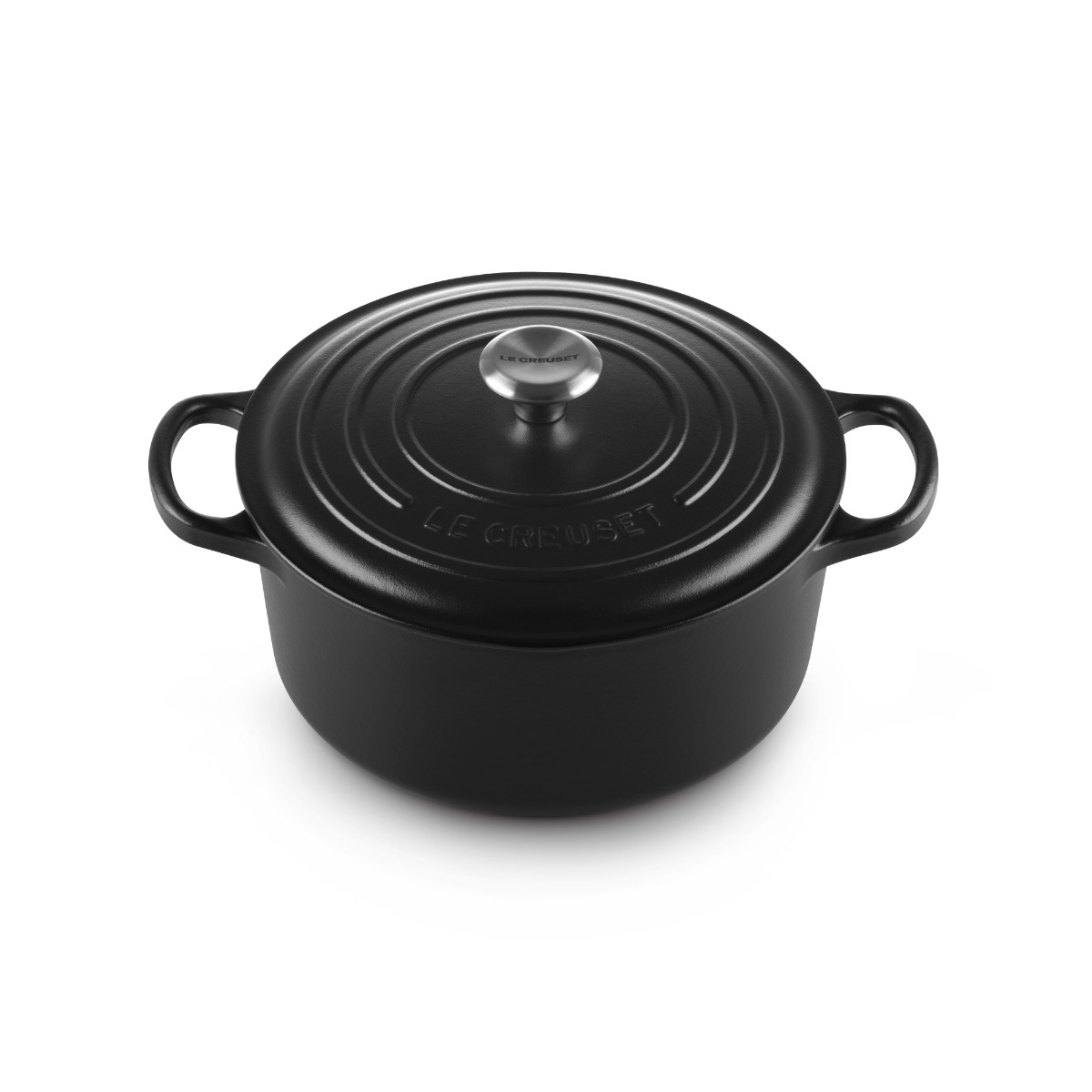 Le Creuset Cast Iron 22cm Round Casserole - Satin Black