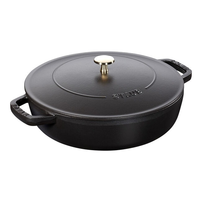 Staub 1004756 Braisers Saute pan chistera 28 cm round cast iron - black