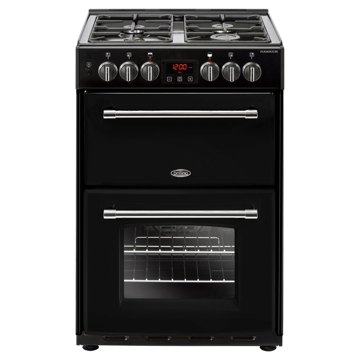 Belling Farmhouse FH60DFTBK 60cm Dual Fuel Cooker-Black