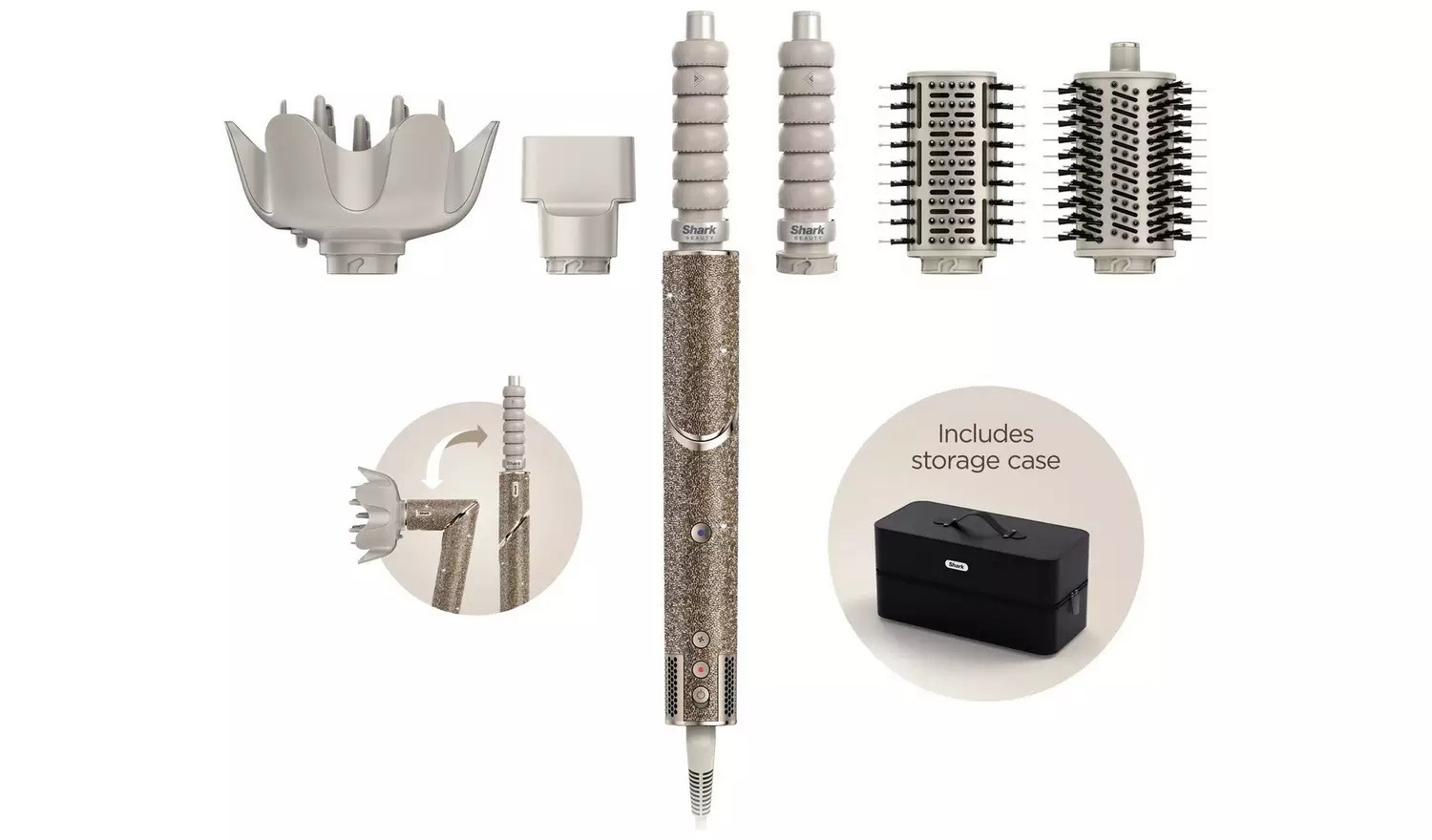 Shark HD446JSUK FlexStyle Sparkle – Gold Diamond Limited Edition 5-in-1 Air Styler & Hair Dryer Gift Set