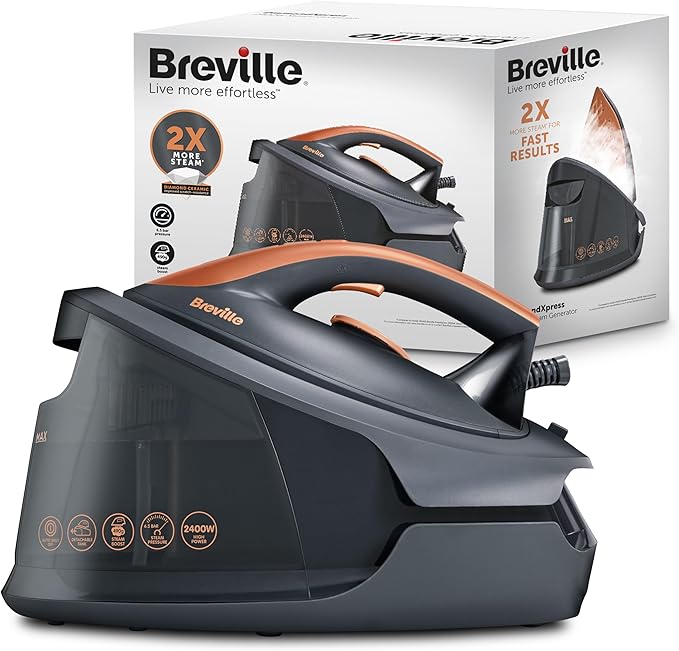 Breville VIN445 Diamond Xpress 2400W Steam Generator Iron - Grey & Rose Gold