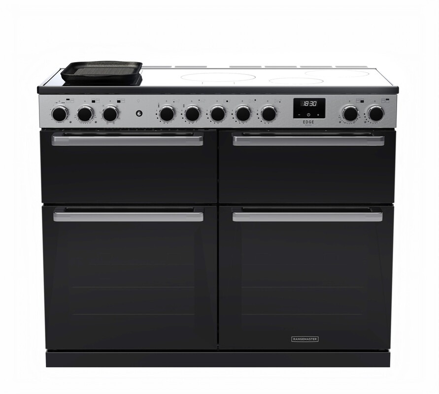 Rangemaster Edge Deluxe EDDLB110EIGBLK/CM1 110cm Induction Range Cooker Black Glass / Chrome