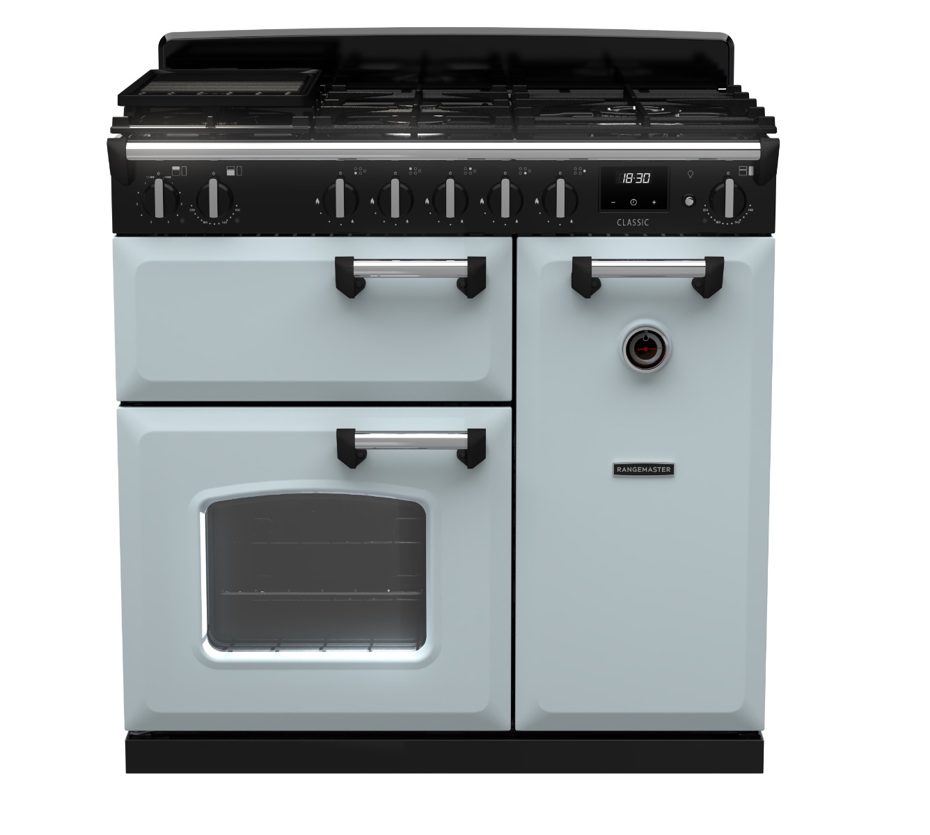 Rangemaster CL90DFPMSB/CM1 Classic 90cm Dual Fuel Rangecooker - Misty Blue