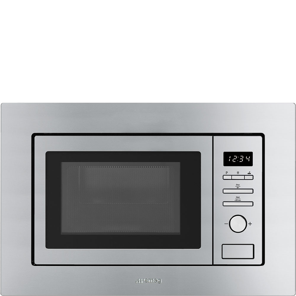 Smeg FMI017X Stainless Steel 17 litre Built-In Microwave Oven with Grill complete with Frame